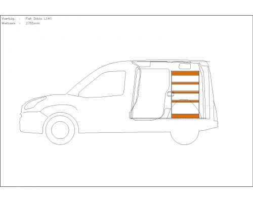 Fiat Doblo L1 - Houten inrichting en betimmering stelling rechts T1