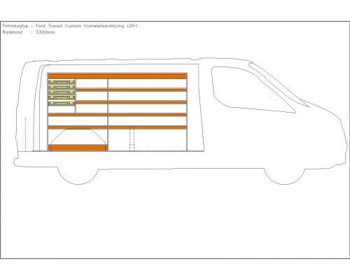 Ford Transit Custom L2 - Houten inrichting en betimmering stelling links T3
