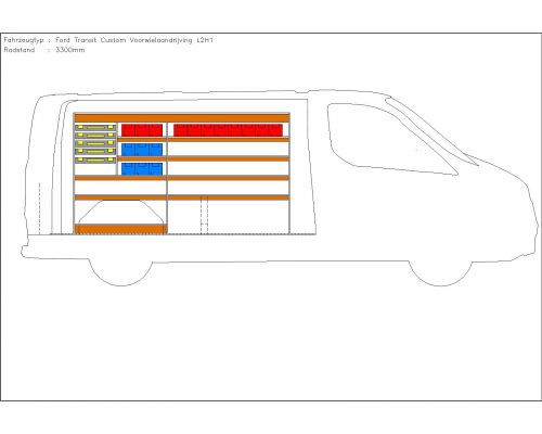 Ford Transit Custom L2 - Houten inrichting en betimmering stelling links T4
