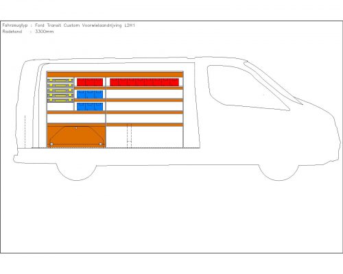 Ford Transit Custom L2 - Houten inrichting en betimmering stelling links T5