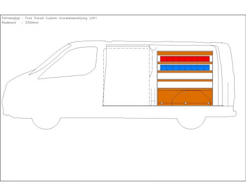 Ford Transit Custom L2 - Houten inrichting en betimmering stelling rechts T2