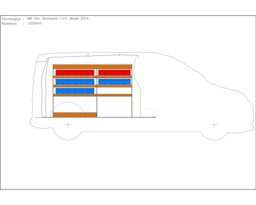 Mercedes Benz Vito L1 - Houten inrichting en betimmering stelling links T2