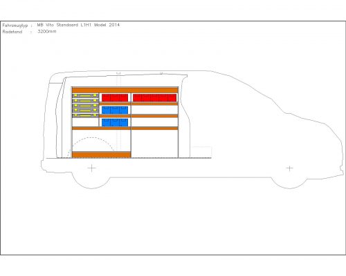 Mercedes Benz Vito L1 - Houten inrichting en betimmering stelling links T4