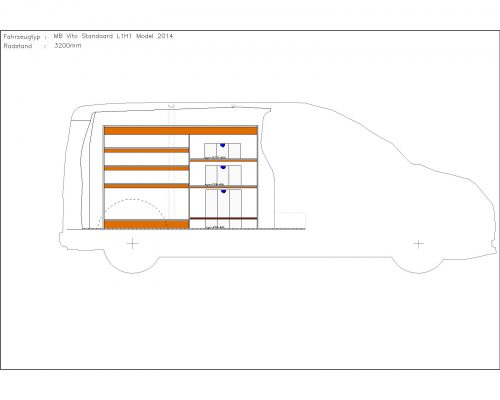 Mercedes Benz Vito L1 - Houten inrichting en betimmering stelling links T6