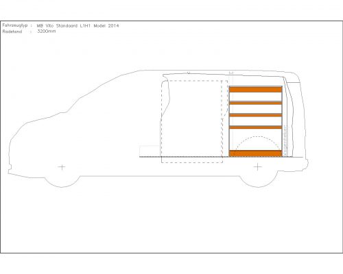 Mercedes Benz Vito L1 - Houten inrichting en betimmering stelling rechts T2