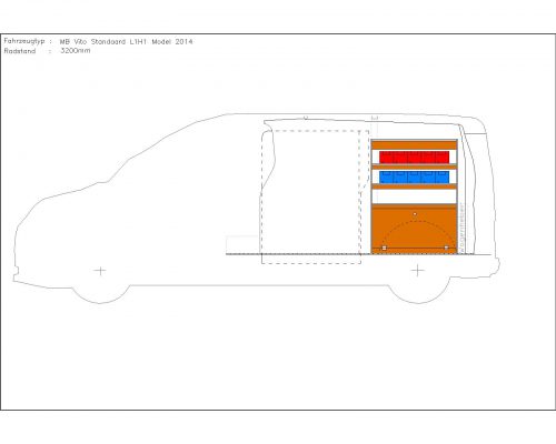 Mercedes Benz Vito L1 - Houten inrichting en betimmering stelling rechts T1