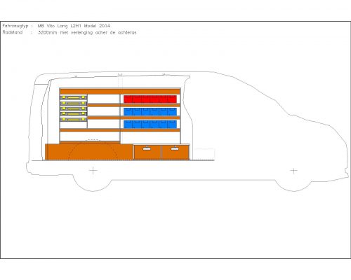 Mercedes Benz Vito L2 - Houten inrichting en betimmering bodemladesysteem met stelling