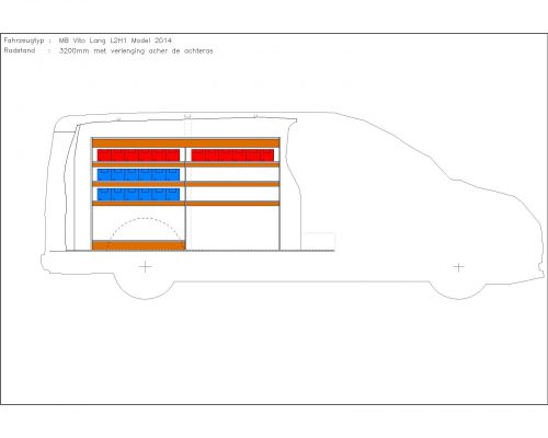 Mercedes Benz Vito L2 - Houten inrichting en betimmering stelling links T2