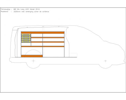 Mercedes Benz Vito L2 - Houten inrichting en betimmering stelling links T3