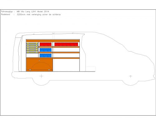 Mercedes Benz Vito L2 - Houten inrichting en betimmering stelling links T5