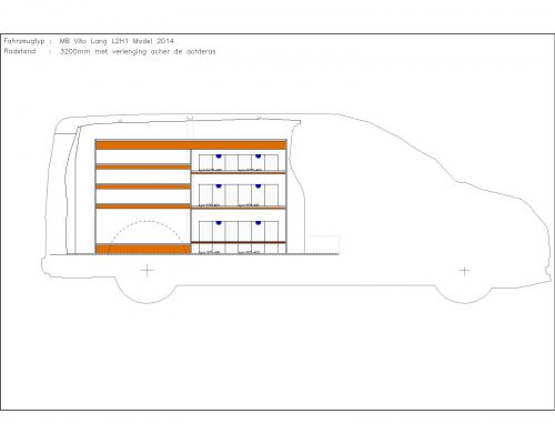 Mercedes Benz Vito L2 - Houten inrichting en betimmering stelling links T6