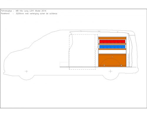 Mercedes Benz Vito L2 - Houten inrichting en betimmering stelling rechts T1