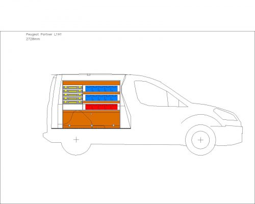 Peugeot Partner L1 - Houten inrichting en betimmering stelling links T5