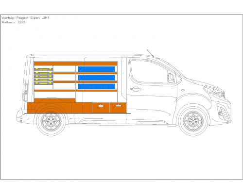 Fiat Scudo L2 - Houten inrichting en betimmering bodemladesysteem met stelling