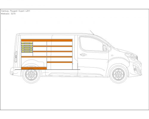 Opel Vivaro L2 - Houten inrichting en betimmering stelling links T3