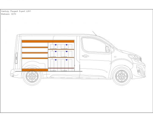 Fiat Scudo L2 - Houten inrichting en betimmering stelling links T6