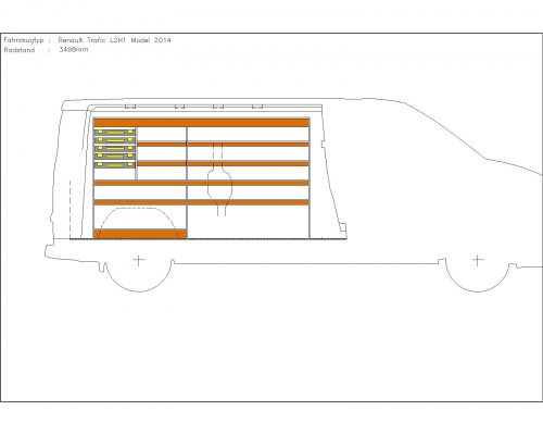 Opel Vivaro L2 - Houten inrichting en betimmering stelling links T3