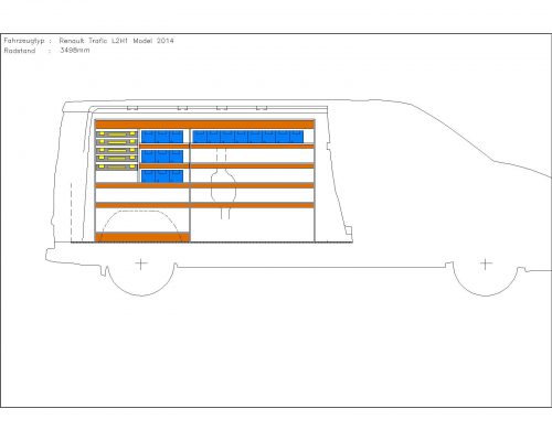 Opel Vivaro L2 - Houten inrichting en betimmering stelling links T4