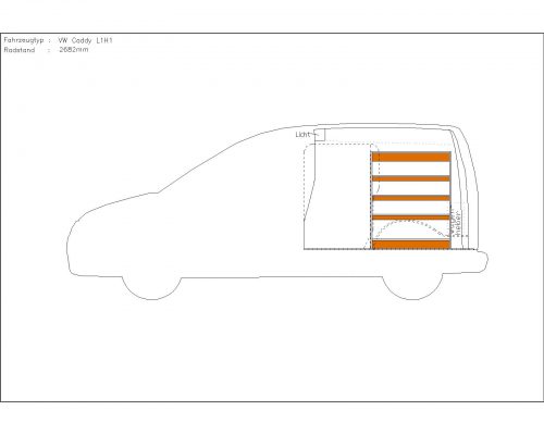 Volkswagen Caddy L1 - Houten inrichting en betimmering stelling rechts T1