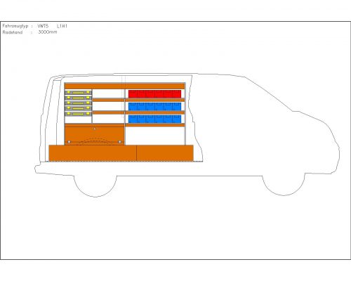 Volkswagen Transporter L1 - Houten inrichting en betimmering bodemladesysteem met stelling