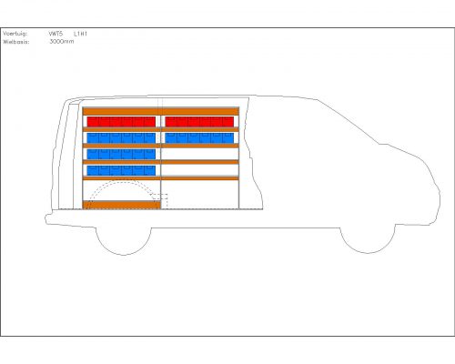 Volkswagen Transporter L1 - Houten inrichting en betimmering stelling links T2