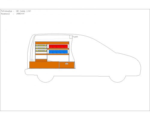 Volkswagen Caddy L1 - Houten inrichting en betimmering bodemladesysteem met stelling