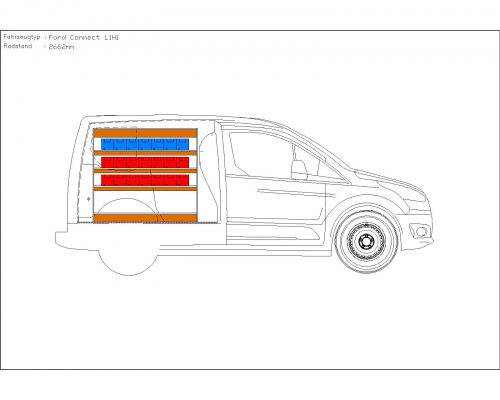 Ford Transit Connect L1 - Houten inrichting en betimmering stelling links T2