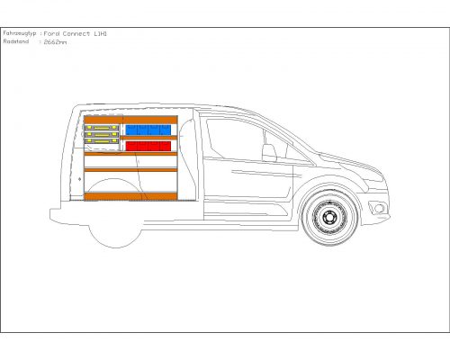 Ford Transit Connect L1 - Houten inrichting en betimmering stelling links T4