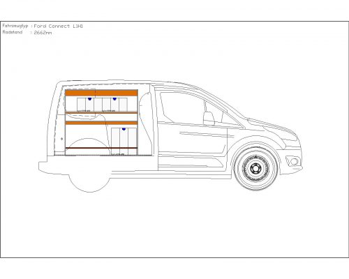 Ford Transit Connect L1 - Houten inrichting en betimmering stelling links T6