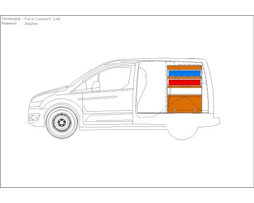 Ford Transit Connect L1 - Houten inrichting en betimmering stelling rechts T2