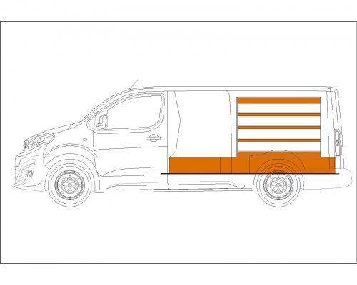 Citroën Jumpy L3 - Houten inrichting en betimmering bodemladesysteem met stelling - Afbeelding 2