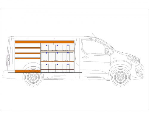 Citroën Jumpy L3 - Houten inrichting en betimmering stelling links T6