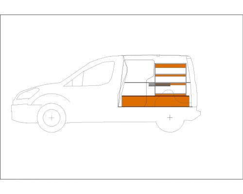 Opel Combo L1 - Houten inrichting en betimmering bodemladesysteem met stelling - Afbeelding 2