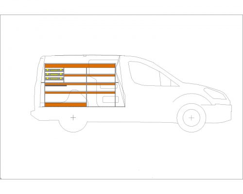 Opel Combo L2 - Houten inrichting en betimmering stelling links T3