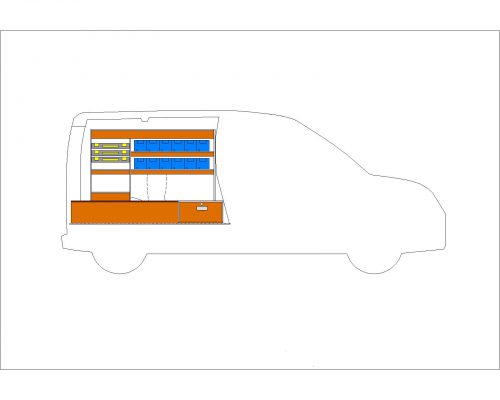 Renault Express - Houten inrichting en betimmering bodemladesysteem met stelling