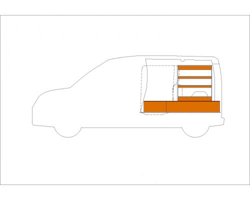 Renault Express - Houten inrichting en betimmering bodemladesysteem met stelling - Afbeelding 2