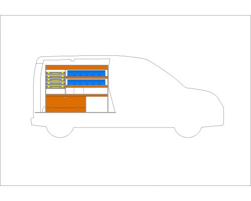 Renault Express - Houten inrichting en betimmering stelling links T5