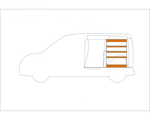 Renault Express - Houten inrichting en betimmering stelling rechts T1