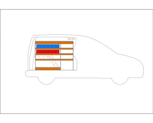 Volkswagen Caddy L1 - Houten inrichting en betimmering stelling links T2