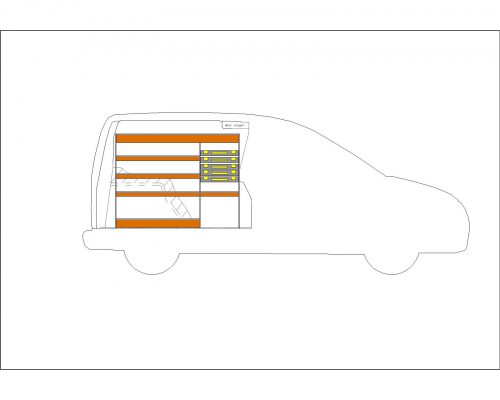 Volkswagen Caddy L1 - Houten inrichting en betimmering stelling links T3