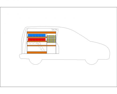 Volkswagen Caddy L1 - Houten inrichting en betimmering stelling links T4