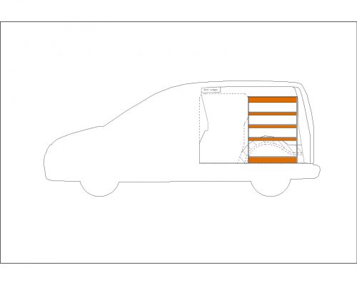 Volkswagen Caddy L1 - Houten inrichting en betimmering stelling rechts T1