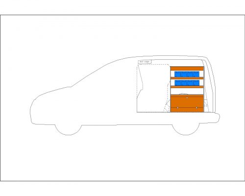 Volkswagen Caddy L1 - Houten inrichting en betimmering stelling rechts T2