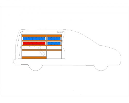 Volkswagen Caddy L2 - Houten inrichting en betimmering stelling links T2