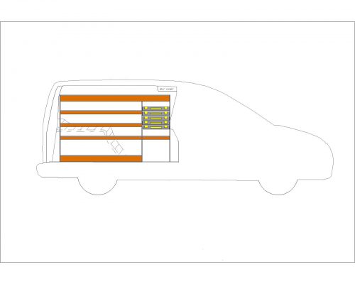 Volkswagen Caddy L2 - Houten inrichting en betimmering stelling links T3