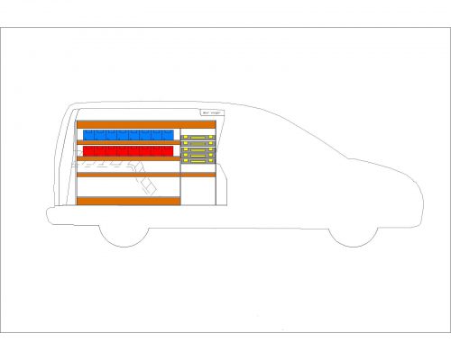 Volkswagen Caddy L2 - Houten inrichting en betimmering stelling links T4