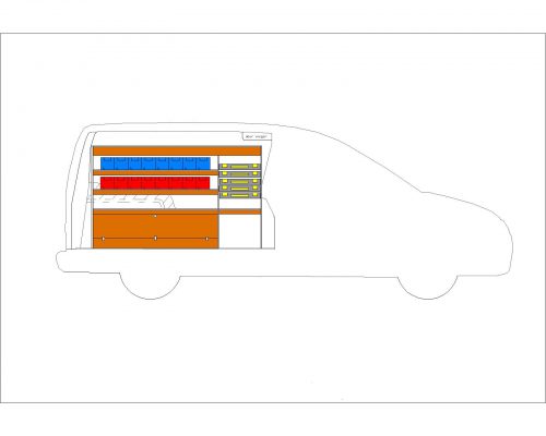 Volkswagen Caddy L2 - Houten inrichting en betimmering stelling links T5
